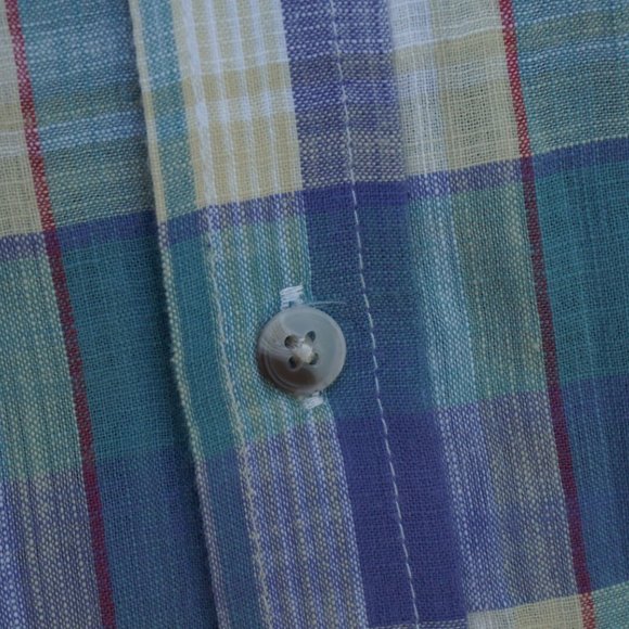 Marine Layer Shirt "Larger" Pastel Plaid Linen - Picture 2 of 8